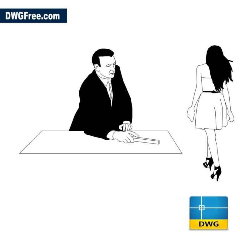 architect and girlfriend dwg drawing in CAD D scaled