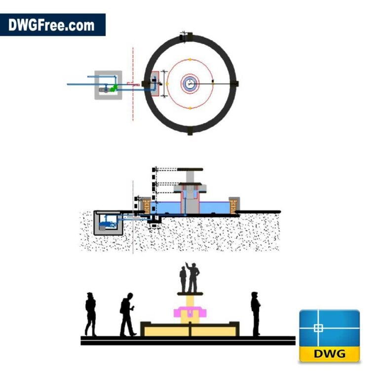 park fountain dwg drawing free scaled