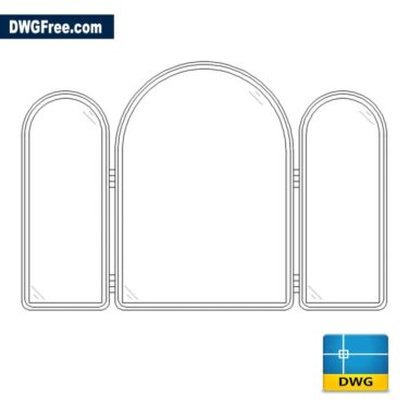 3 Piece Mirror DWG Free [ Drawing 2020 ] in AutoCAD Blocks 2D.