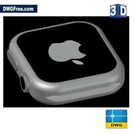 D Apple Watch dwg cad blocks scaled