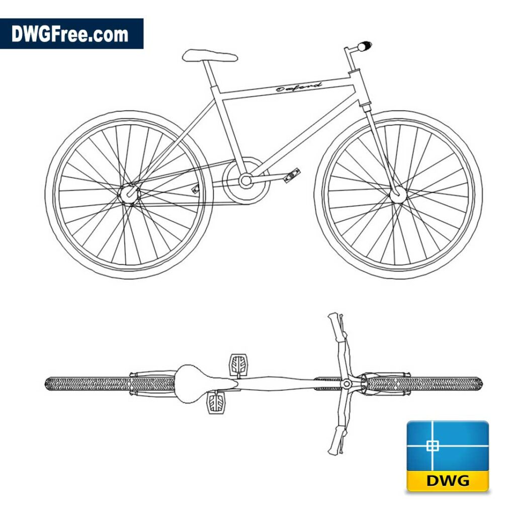 Bicycle 2D DWG Free [ Drawing 2020 ] in AutoCAD Blocks 2D. - Bicycle 2D Dwg Drawing 1024x1024