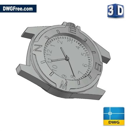 Clock 3D DWG Free [ Drawing 2020 ] in AutoCAD Blocks 3D.