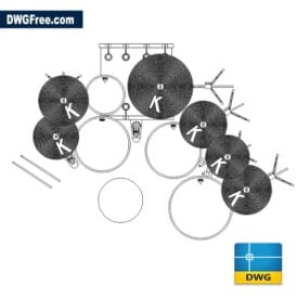Drum Kit Plan View DWG drawing in AutoCAD