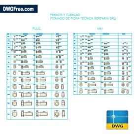 Hex bolts dwg cad blocks scaled