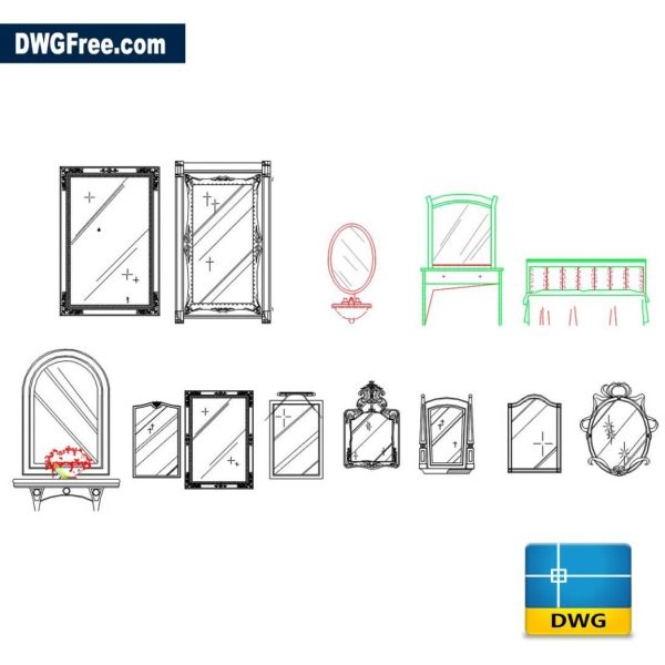 Makeup Mirror CAD DWG Free [ Drawing 2020 ] in AutoCAD Blocks.