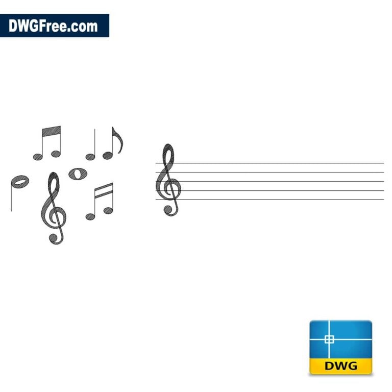 Music Notes Cad dwg blocks scaled