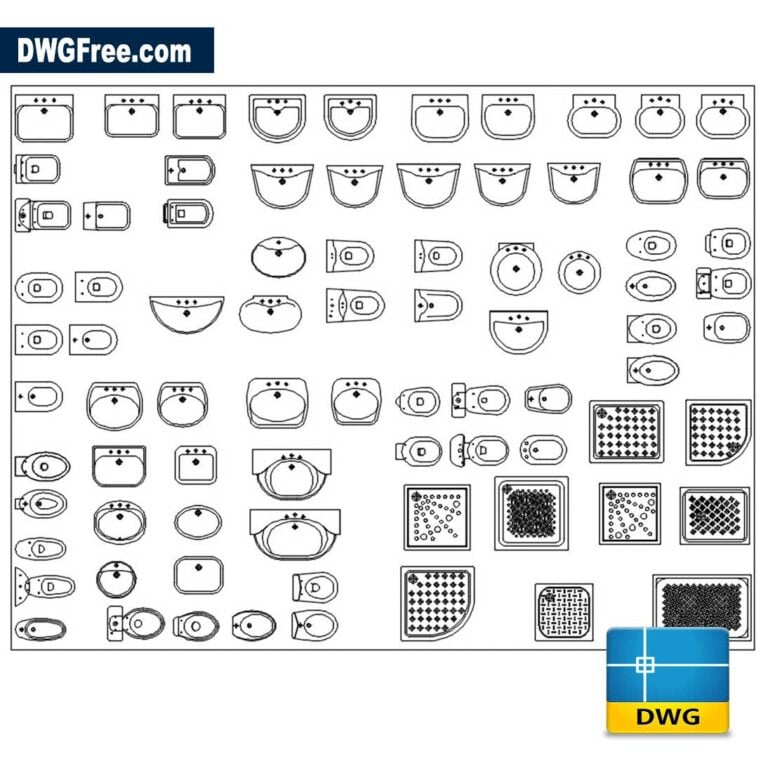 Standard Sanitary Equipment DWG drawing CAD Blocks