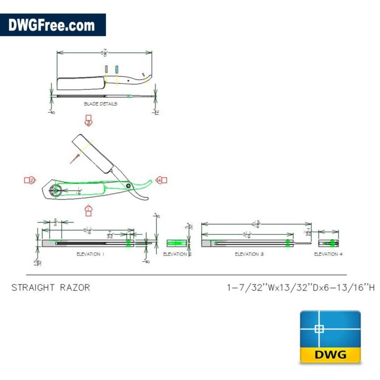 Razor Straight DWG drawing in AutoCAD