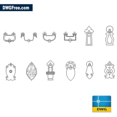 Poignée de porte CAD DWG Free 2D [ Drawing 2020 ] in AutoCAD Block.