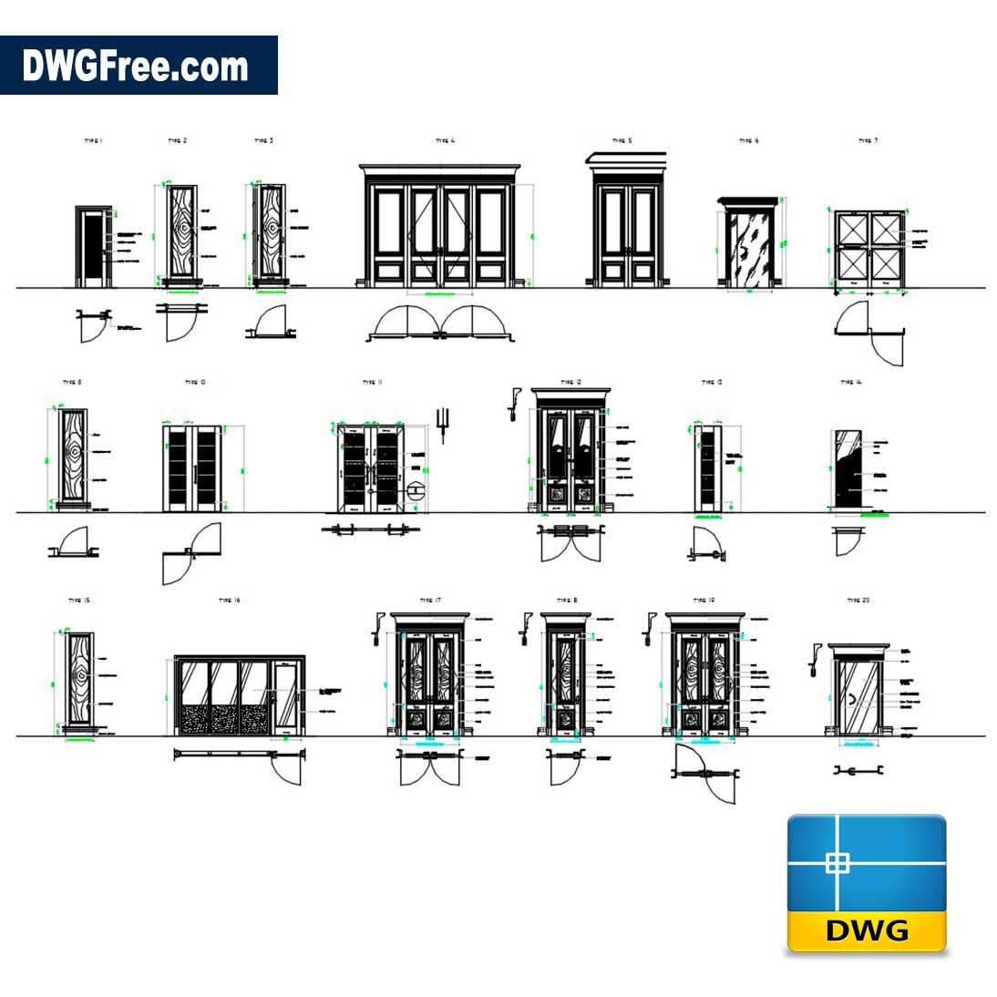 Doors Details DWG Free 2D Drawing 2020 In AutoCAD Block 