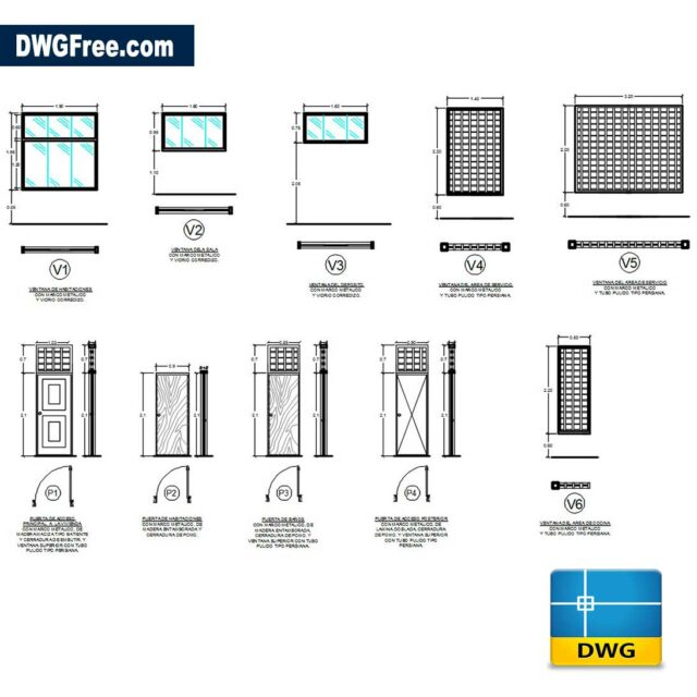 Doors And Windows Details DWG Free 2D [ Drawing 2020 ] In CAD Block