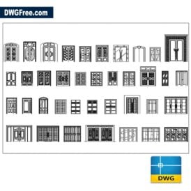 Double And Large Doors dwg cad blocks scaled