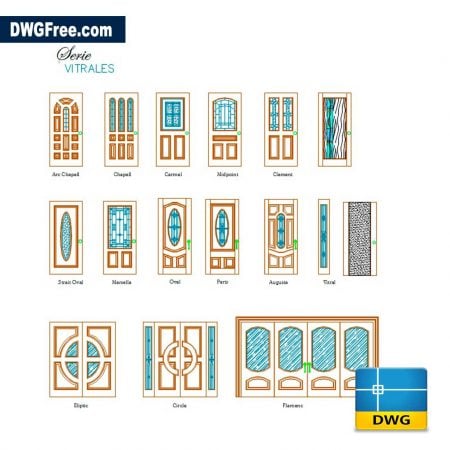 Door CAD Block Drawing in AutoCAD format free download 2D.
