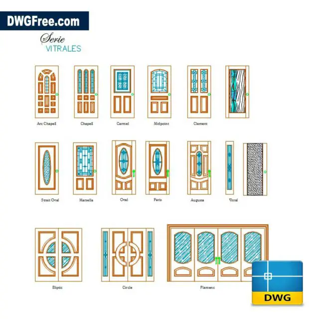 Wooden Doors Dwg Free 2d [ Drawing Top ] Cad Blocks.