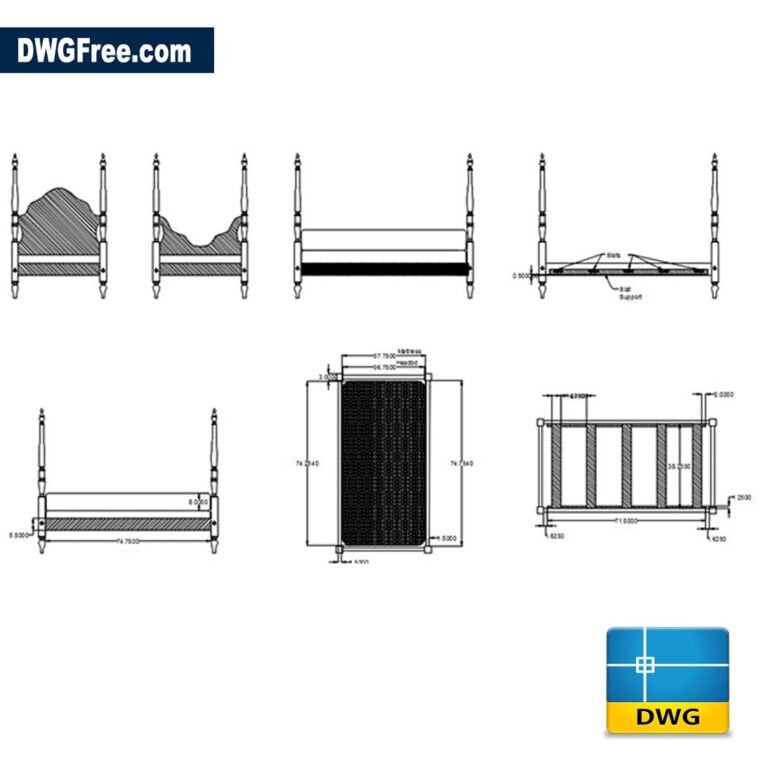 poster Bed details dwg cad blocks free scaled