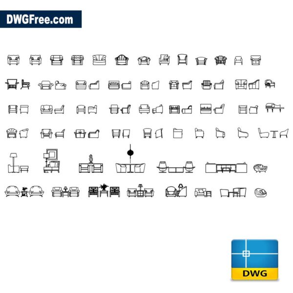 Armchairs CAD Blocks Free DWG 2D Drawing TOP AutoCAD Blocks   Armchairs Cads Blocks Dwg 600x600 