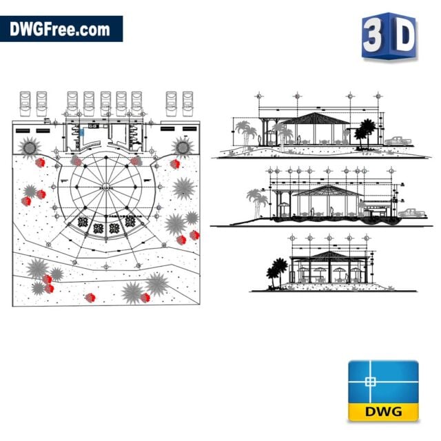 Bar Design 3D Free DWG [ Drawing TOP ] AutoCAD Blocks.