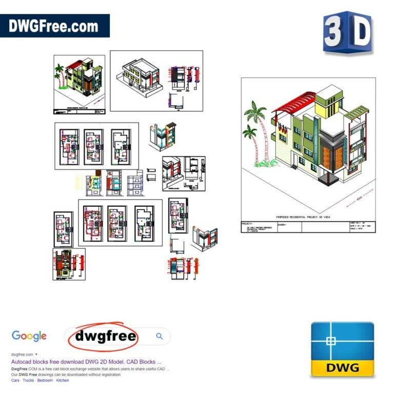 DrawingfileBunglowDDWGinAutoCADBlocks