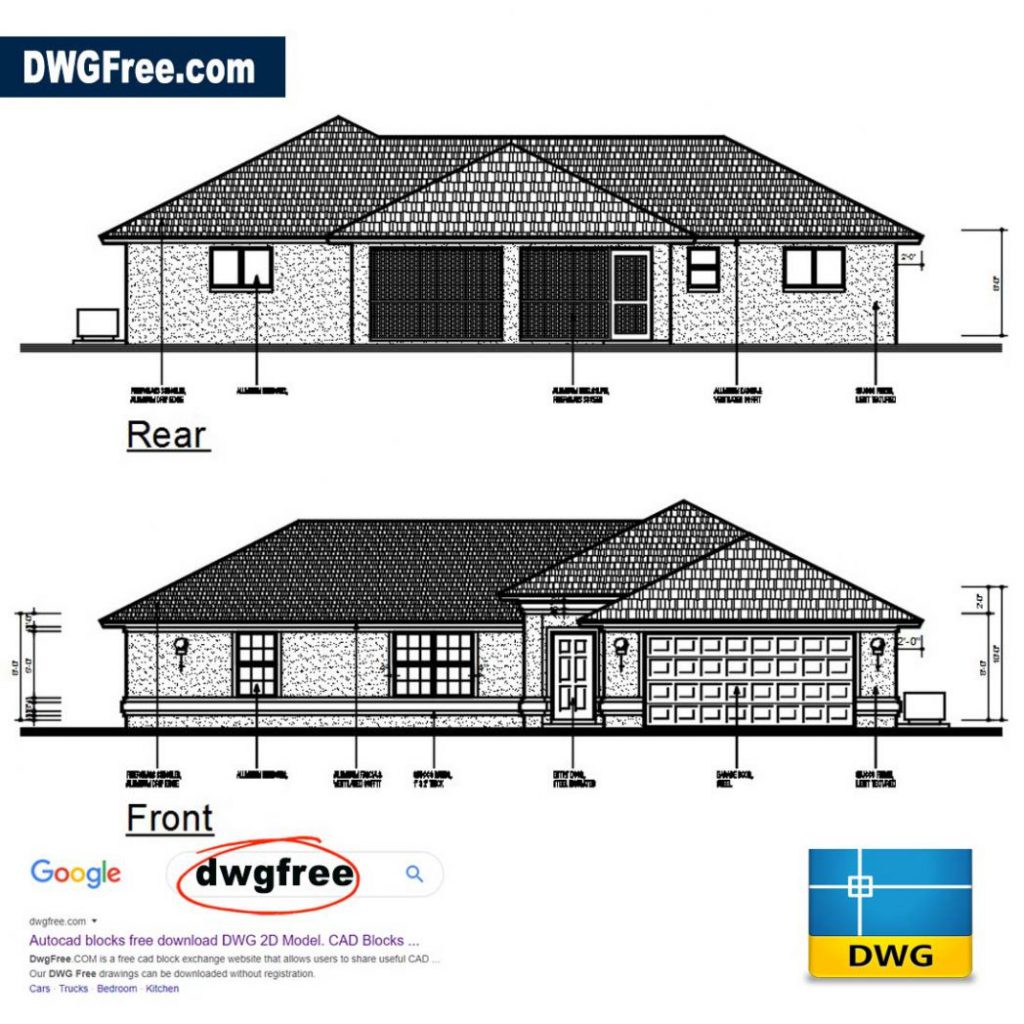 Single Storey House Project Files DWG [ Drawing FREE ] CAD Architect.