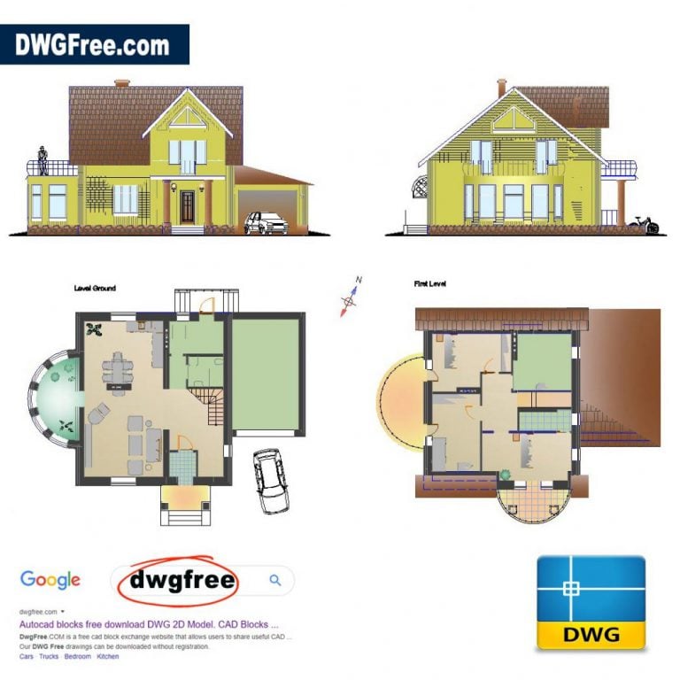 Small Family House DWG CAD in AutoCAD