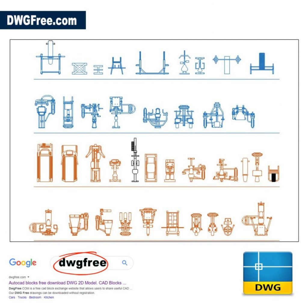 Fitness Equipment CAD DWG [ Drawing FREE ] in AutoCAD. DwgFree