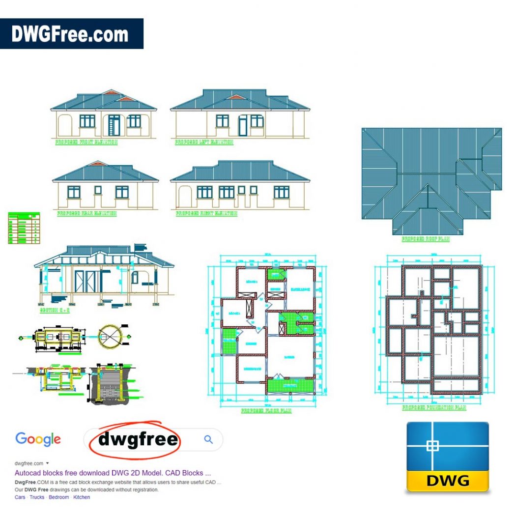 House Plan Three Bedroom DWG Blocks Drawing FREE In AutoCAD 