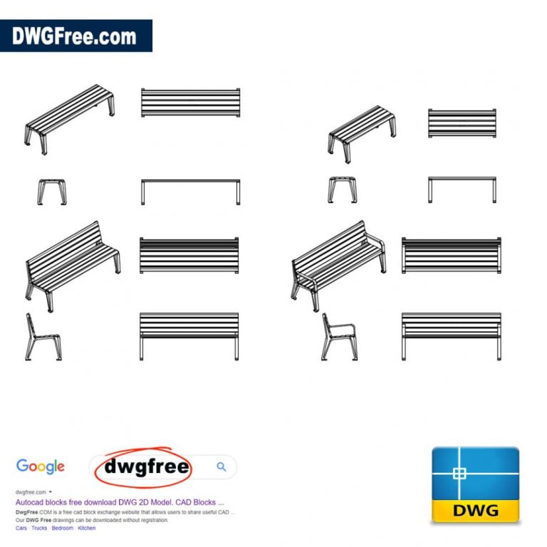 Benches Furniture DWG CAD Blocks