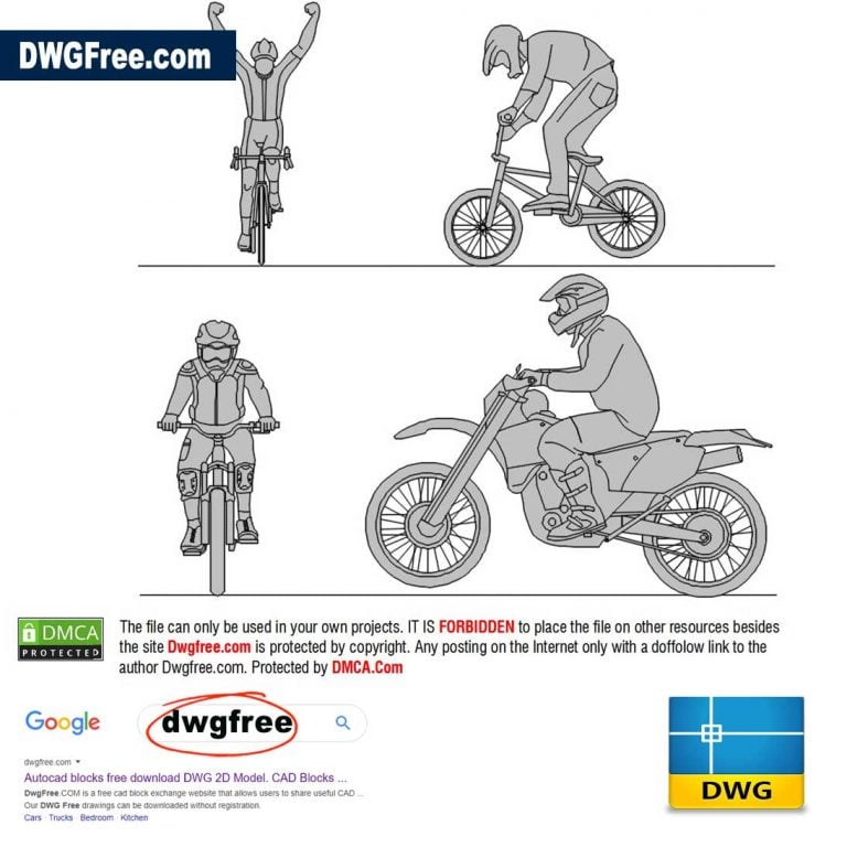 Bike Riders Blocks DWG CAD Block FREE