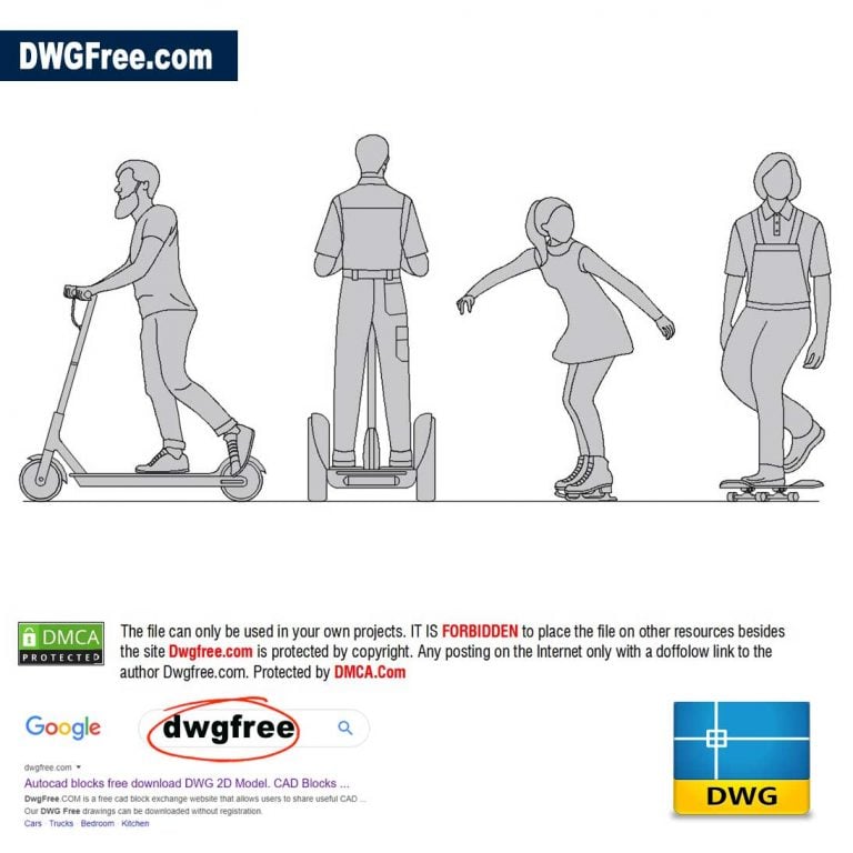 People Rolling DWG CAD Blocks Free