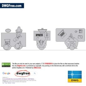 People behind computer top view DWG CAD Block