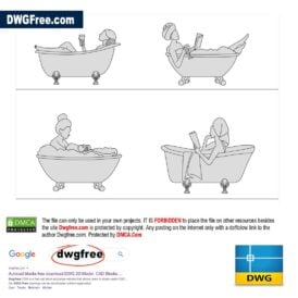 Girl in Bath Tub DWG in CAD FREE