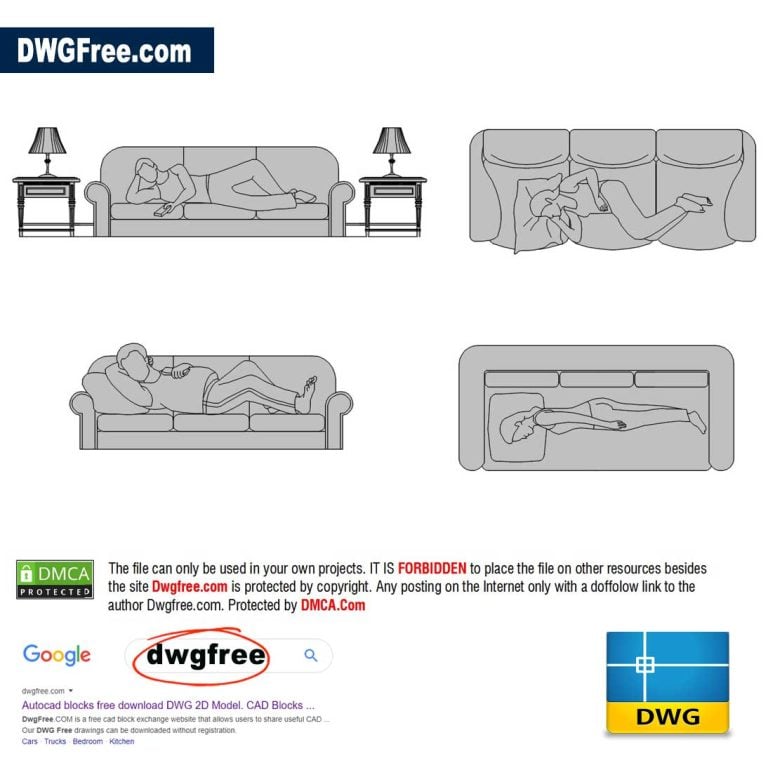 People on Sofa DWG file in AutoCAD
