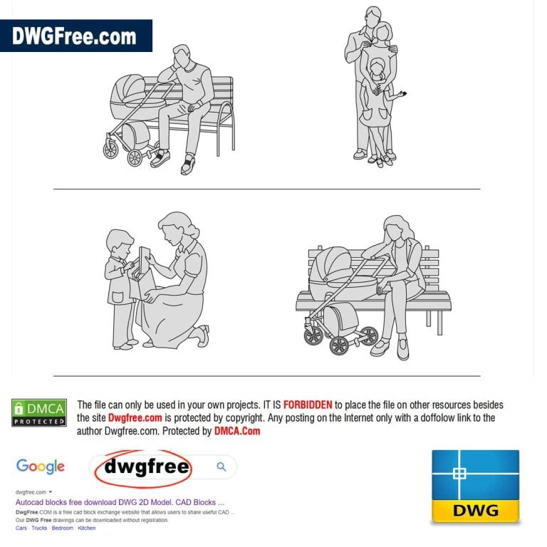 People With baby DWG in AutoCAD Drawing
