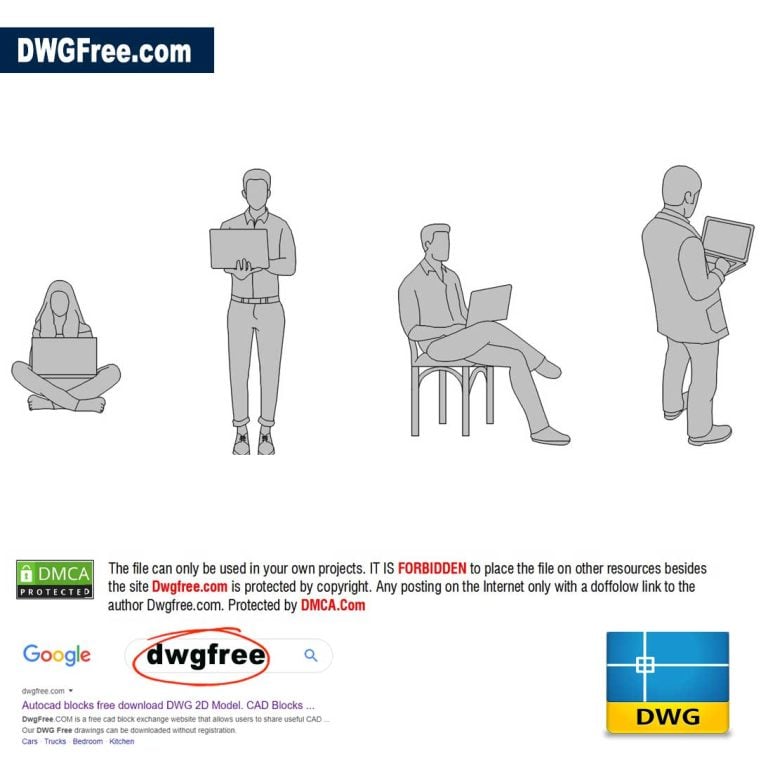 People with Laptop DWG Drawing in CAD