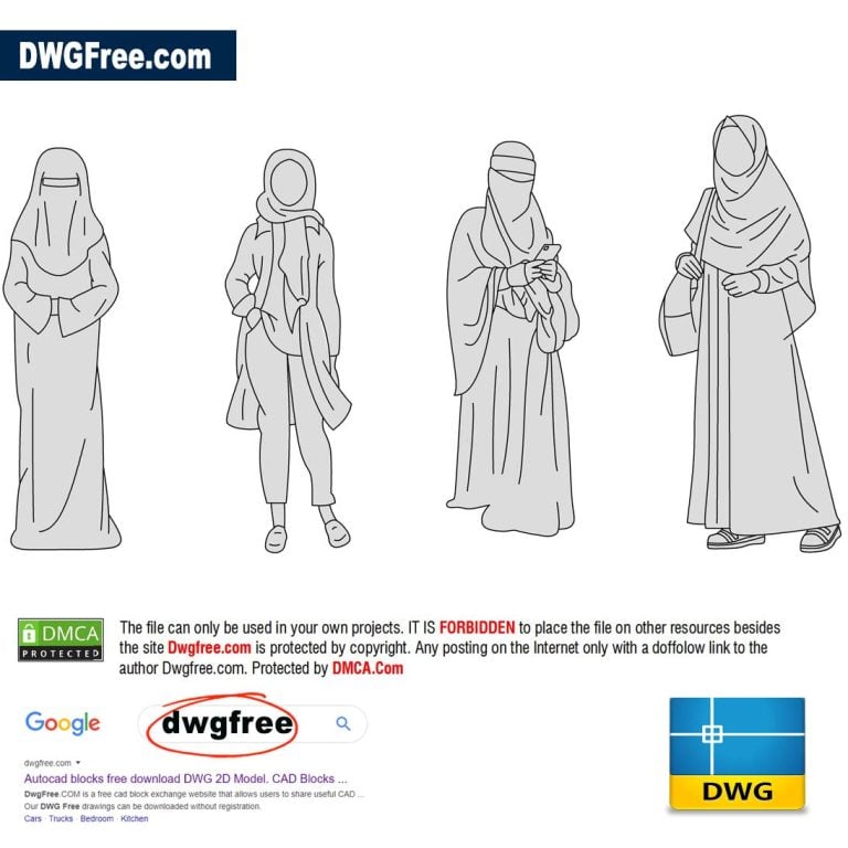 Arabic people, women best AutoCAD DWG file