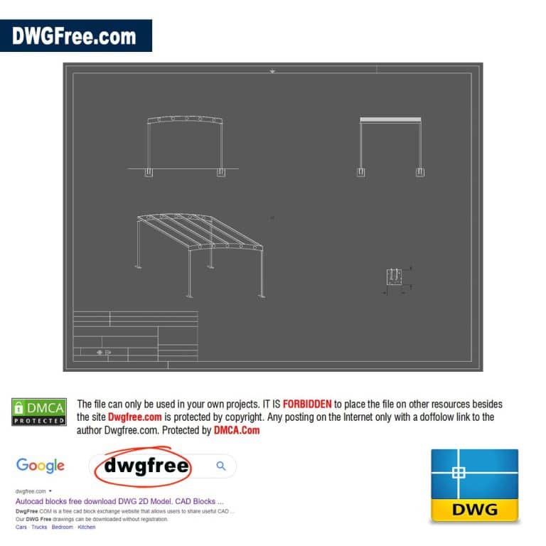 Metal gazebo   meters dwg drawing