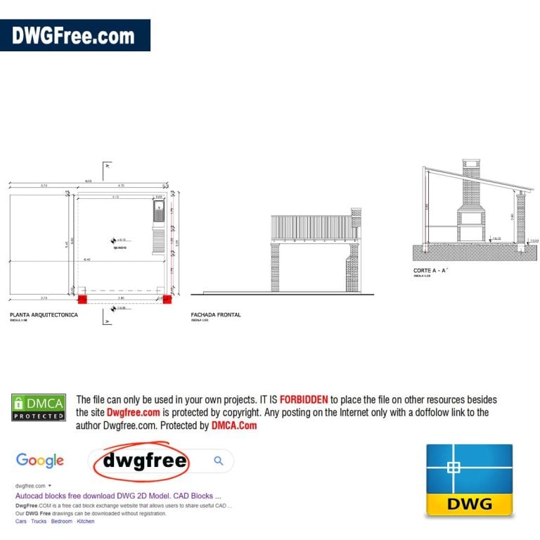 Quincho dwg in autocad drawing