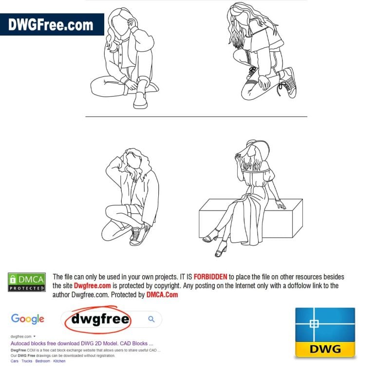 Sitting Girls CAD block