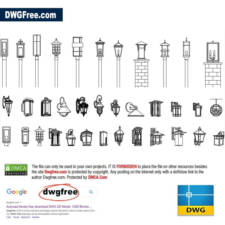 Accessories for street lamps DWG CAD block