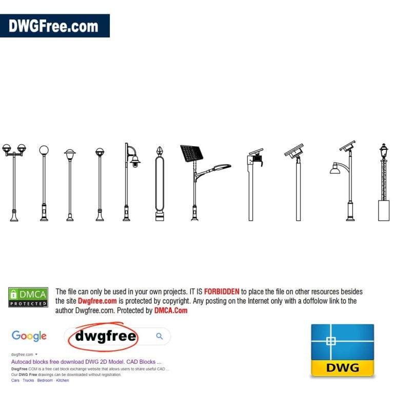 Street lighting and lanterns Dwgfree