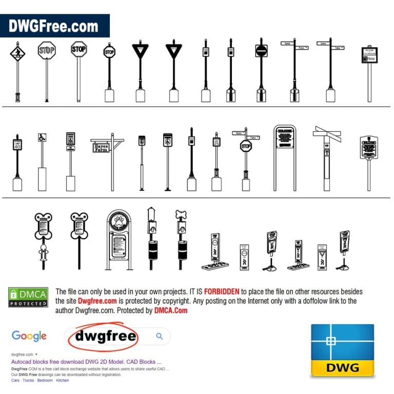Street signs Dwgfree