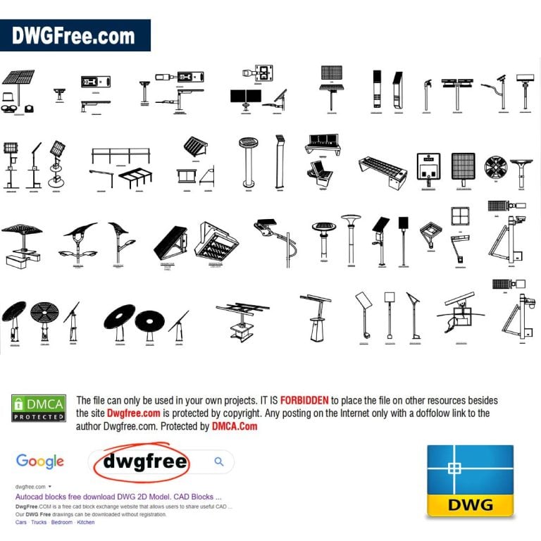 DWG Block Solar lamps and poles