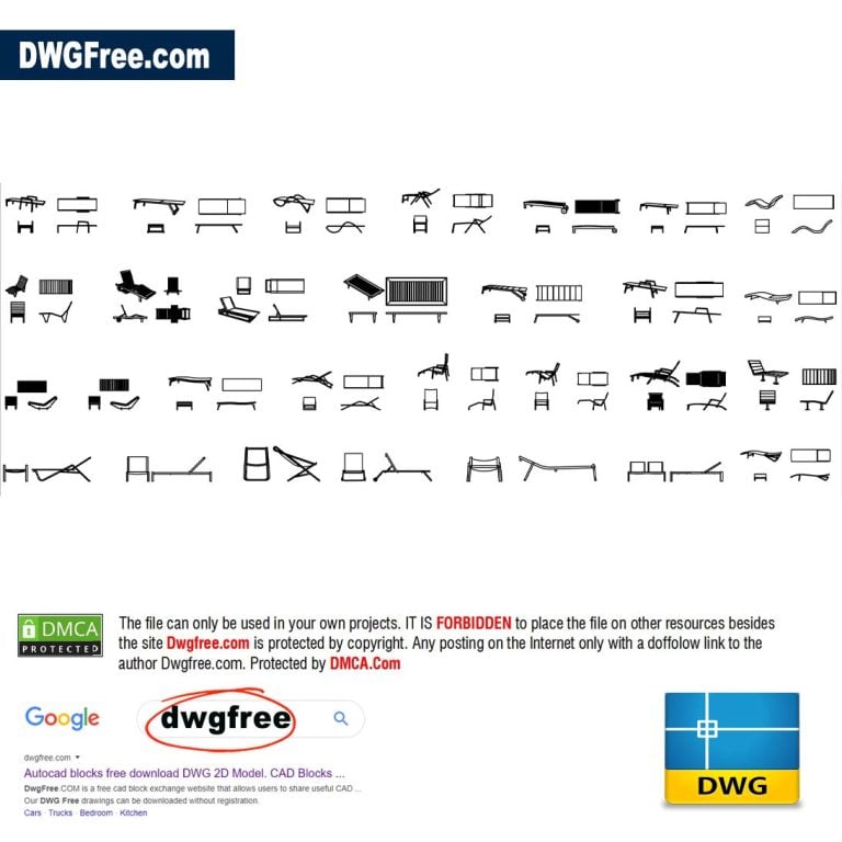 Sun lounger DWG free CAD