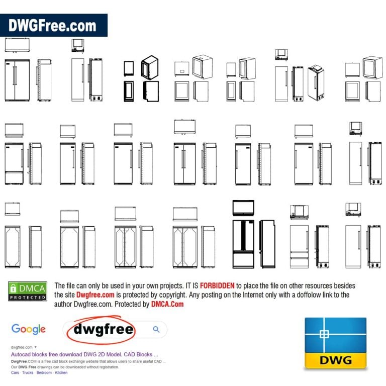 Freezer Refrigerator in CAD DWG free