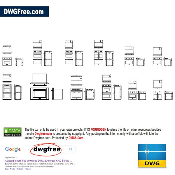 Free file Ovens 2D CAD in DWG format save now.