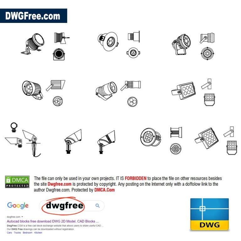 Spotlight AutoCAD block DWG