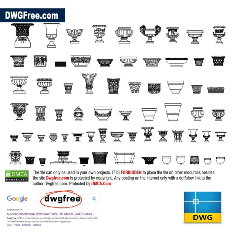 Urns vases Dwgfree