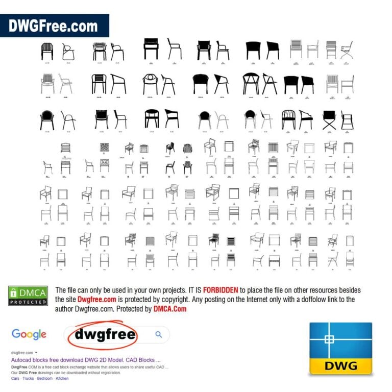 Armchair drawing in AutoCAD DWG block