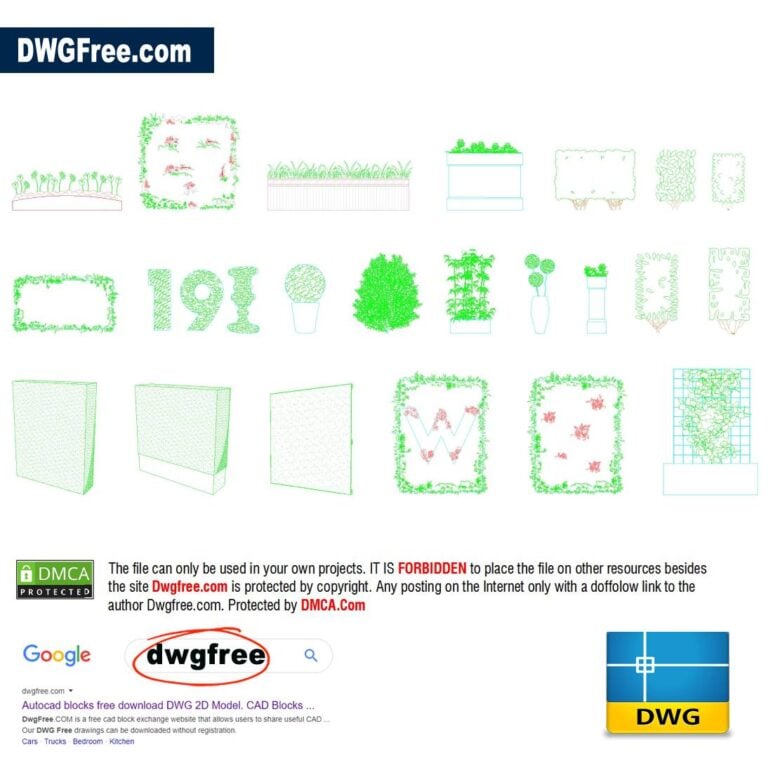 Artificial Exterior Plants DWG CAD block