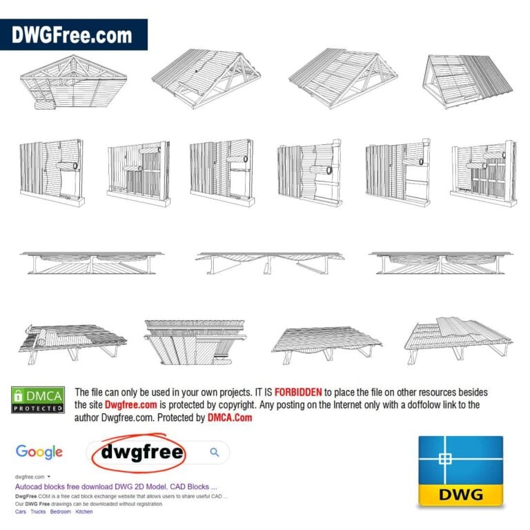 Frame building roof Dwgfree.com